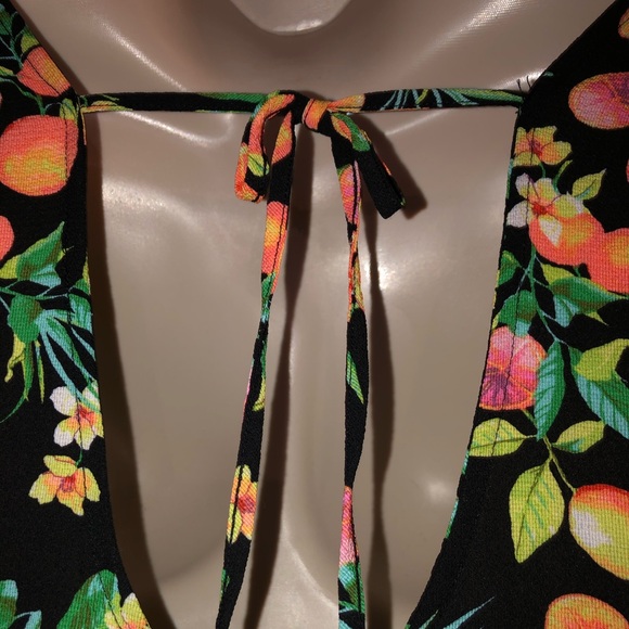 Fruit Print Swim Cover-Up with Pom Pom accents - Picture 3 of 7